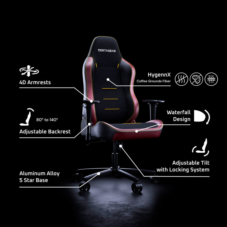 Vertagear Adjustable Reclining Ergonomic Faux Leather Swiveling PC